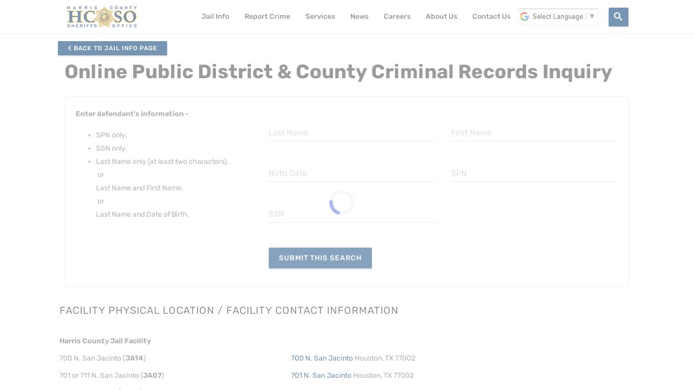 Online Public District & County Criminal Records Inquiry